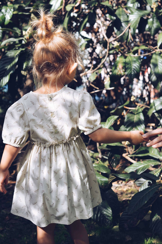 Baby Girl Floral Summer Dress – Beige, 100% Cotton, OEKO-TEX | ELIANE Dress