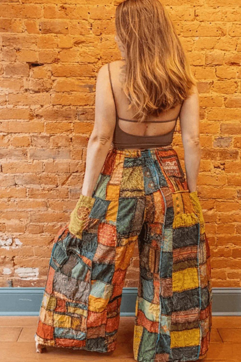 Hippie Boho Patchwork Flare Wide Leg Pants