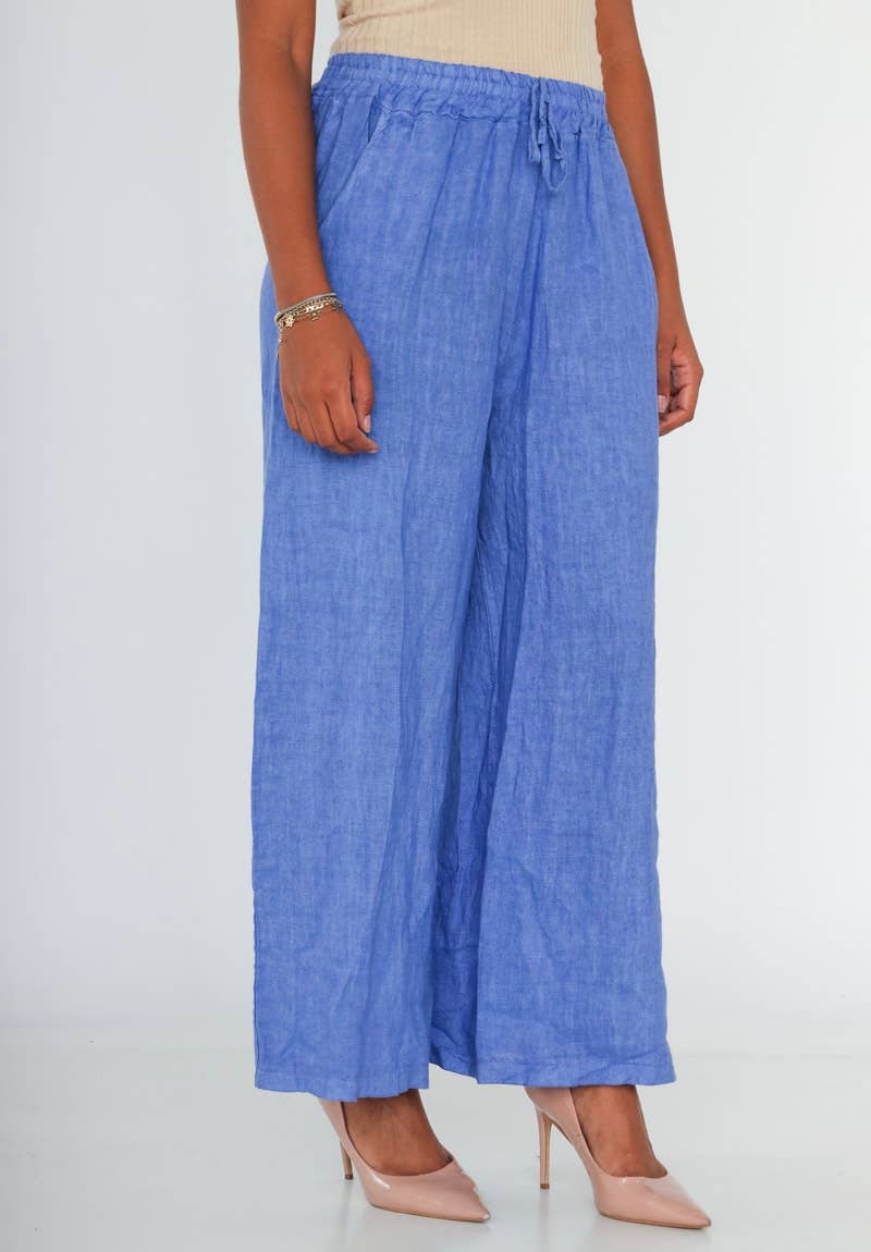 Made in Italy – One Size Linen Blend Wide-Leg Pants