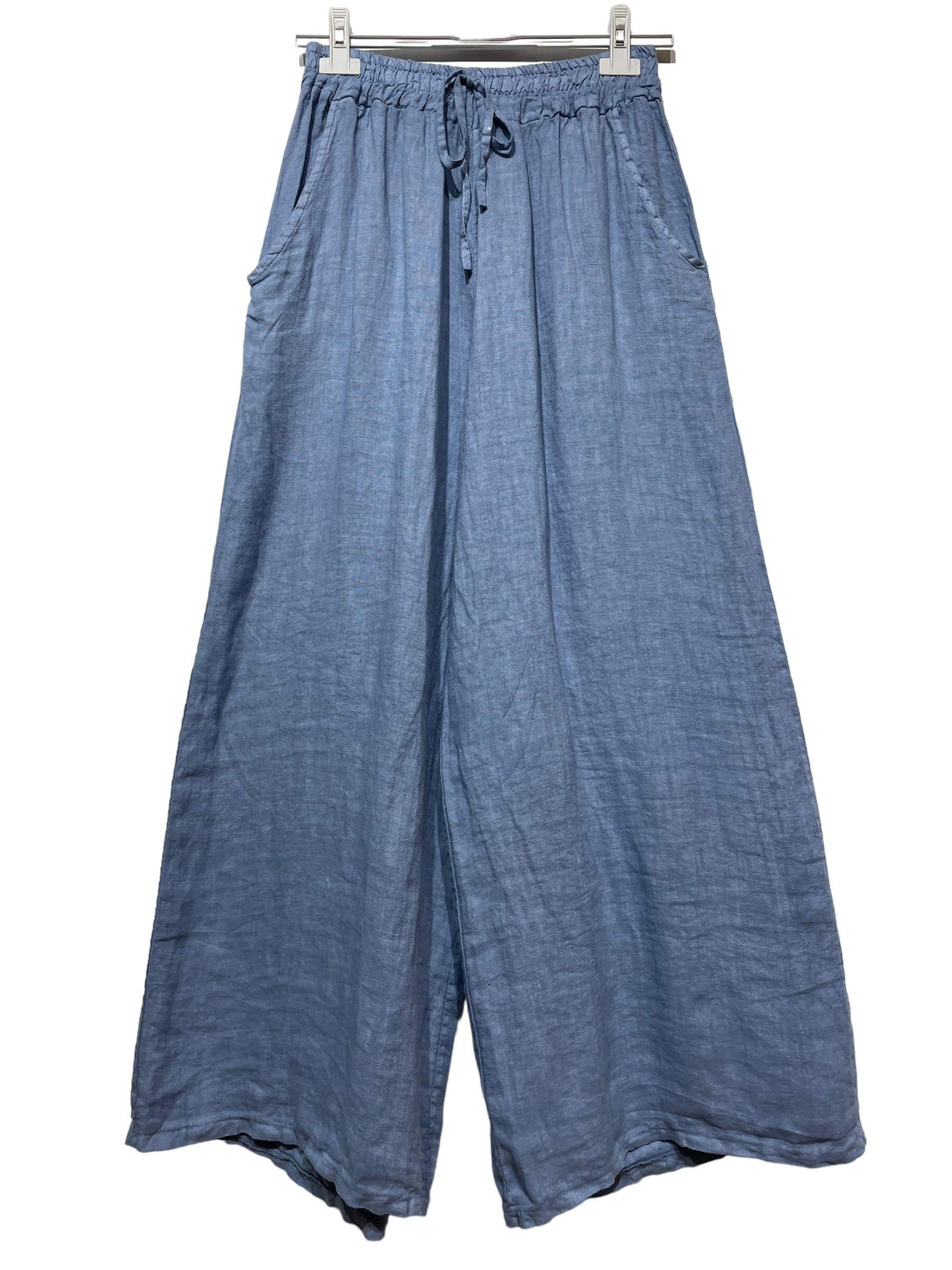 Made in Italy – One Size Linen Blend Wide-Leg Pants