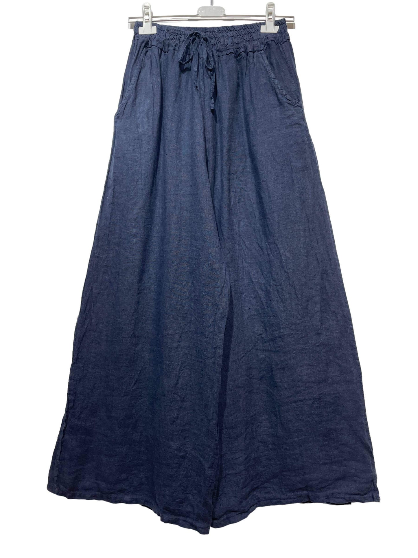 Made in Italy – One Size Linen Blend Wide-Leg Pants