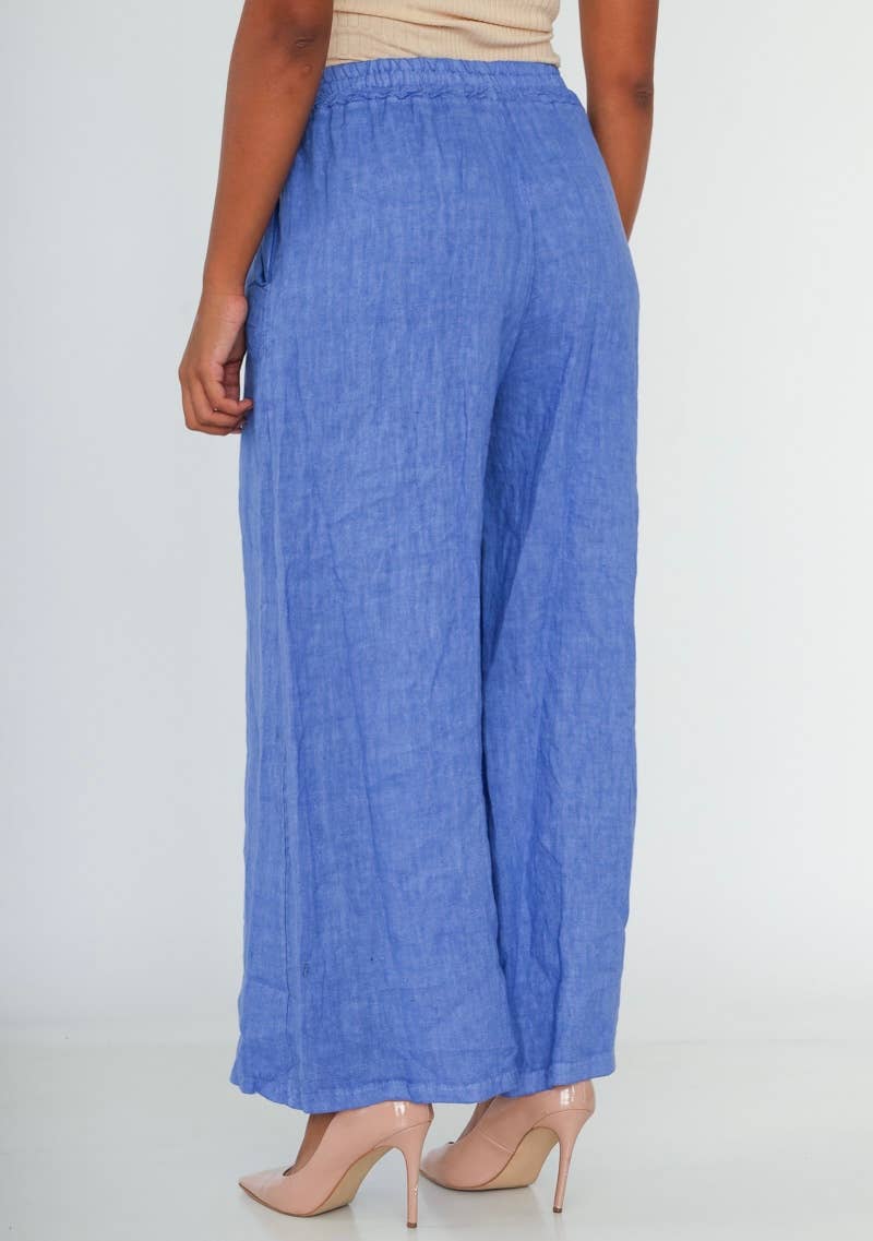 Made in Italy – One Size Linen Blend Wide-Leg Pants