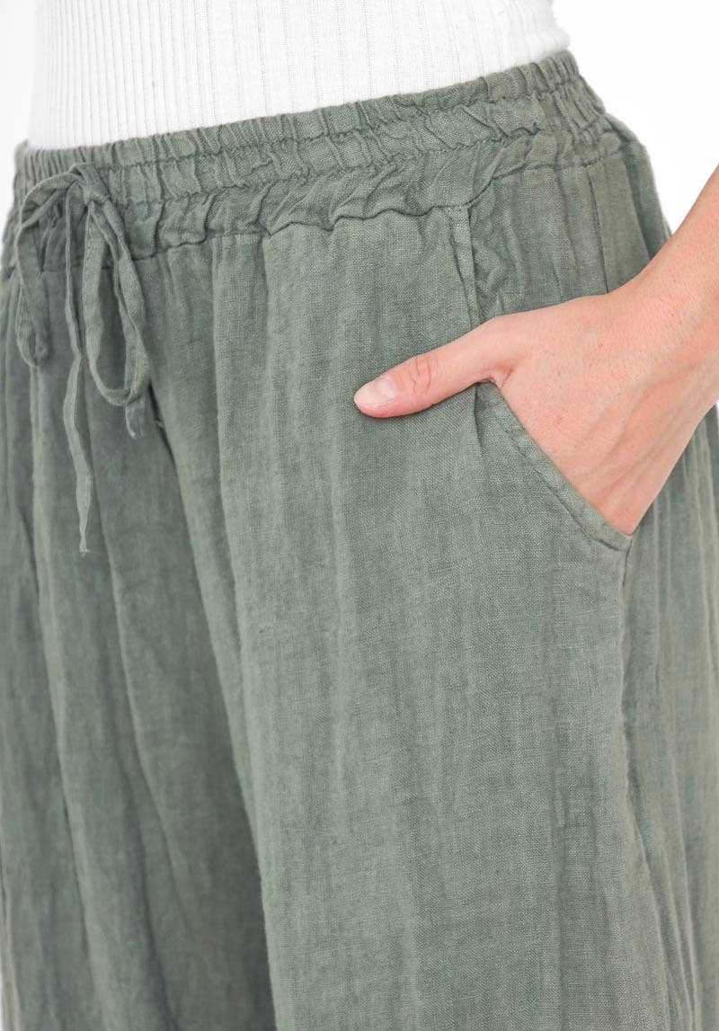 Made in Italy – One Size Linen Blend Wide-Leg Pants