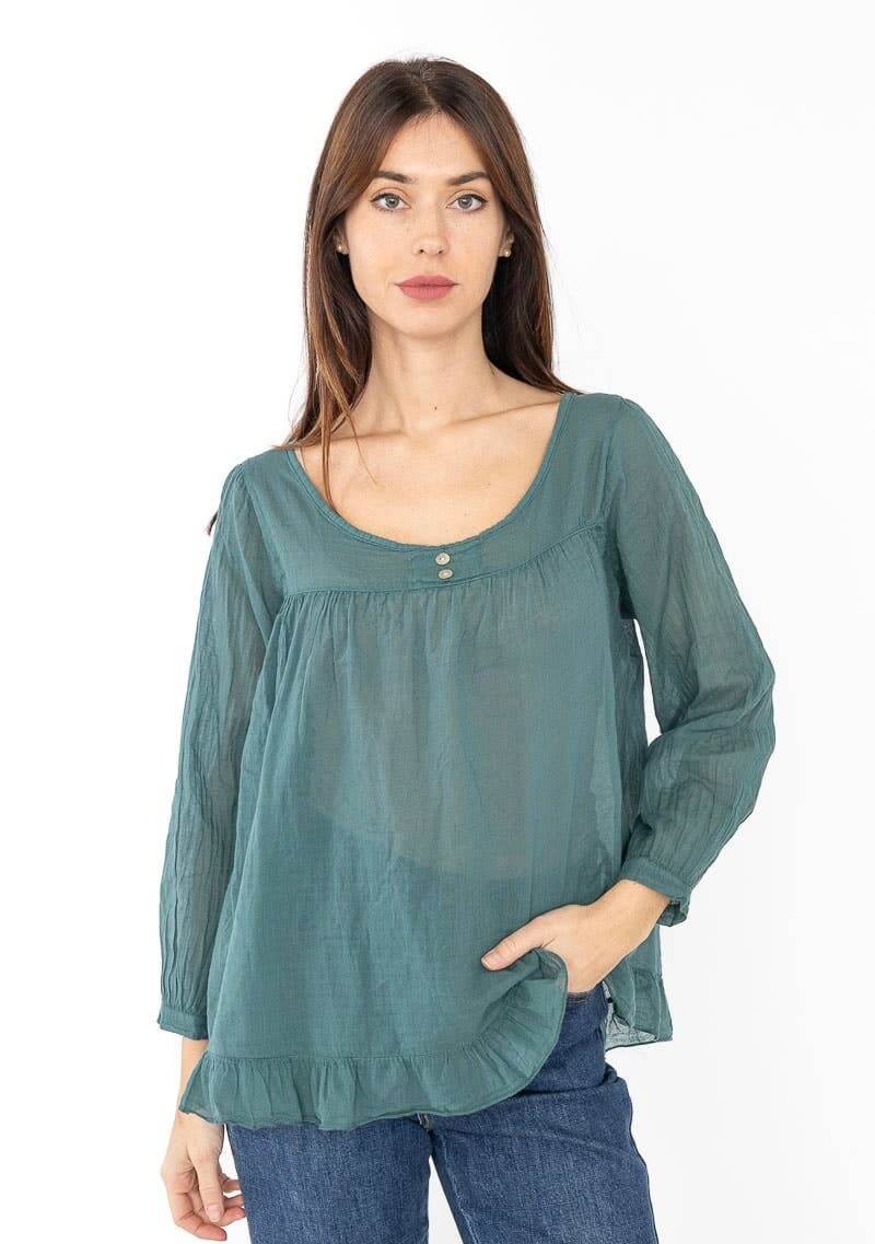 Italian Women’s Linen Top – One Size, Made in Italy, Eco-Friendly Care