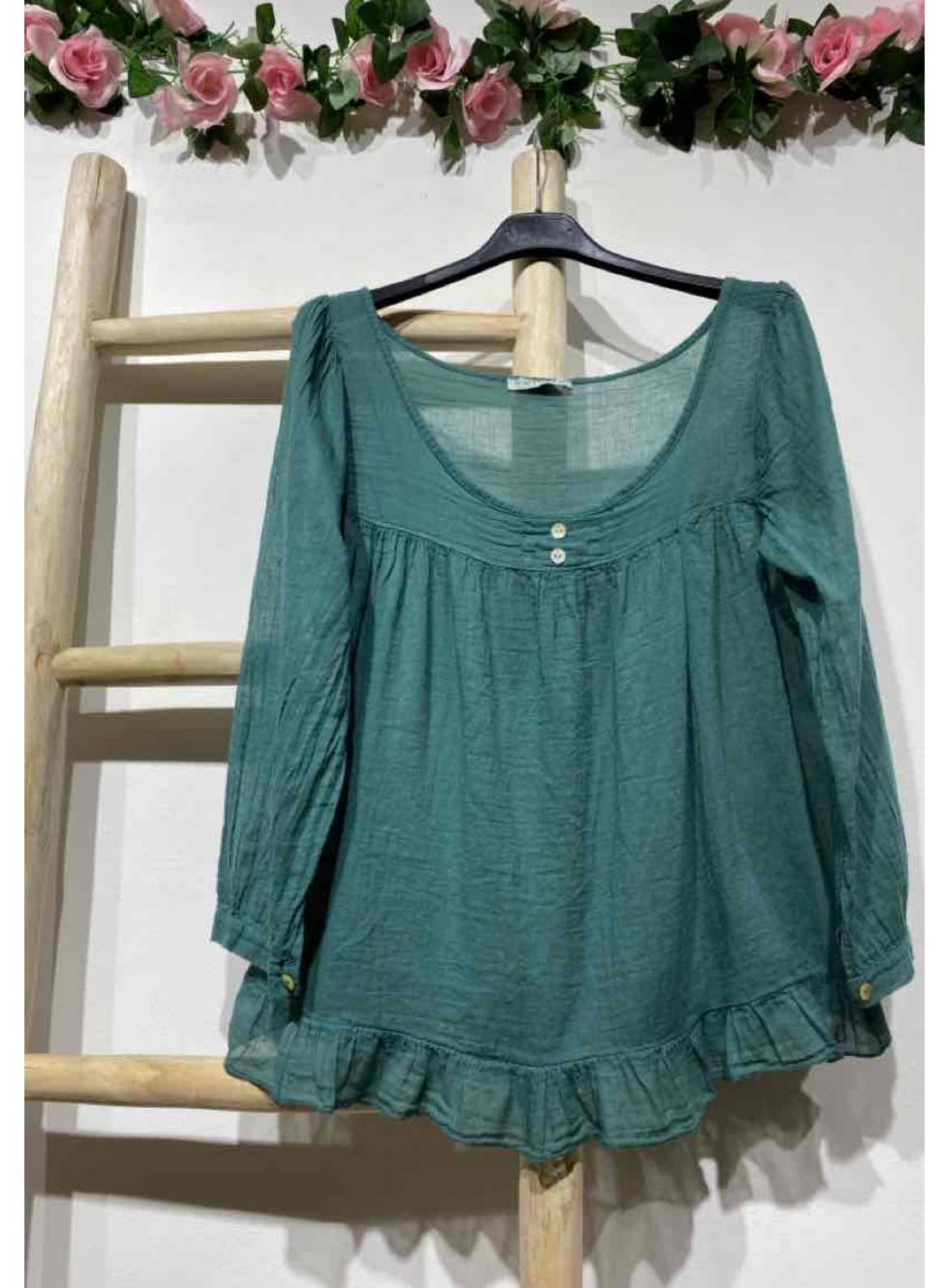 Italian Women’s Linen Top – One Size, Made in Italy, Eco-Friendly Care