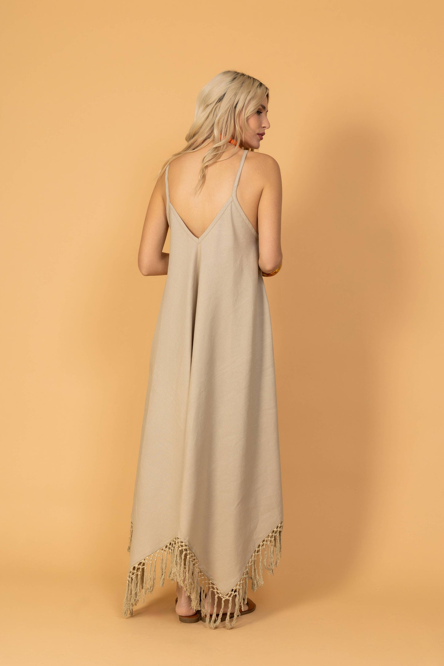Strap Dress with Brown Stripe
