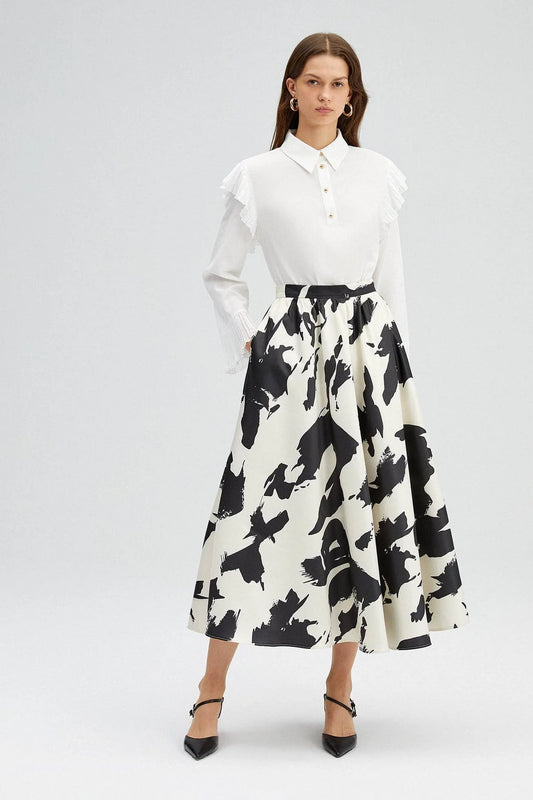 Patterned Midi Skirt