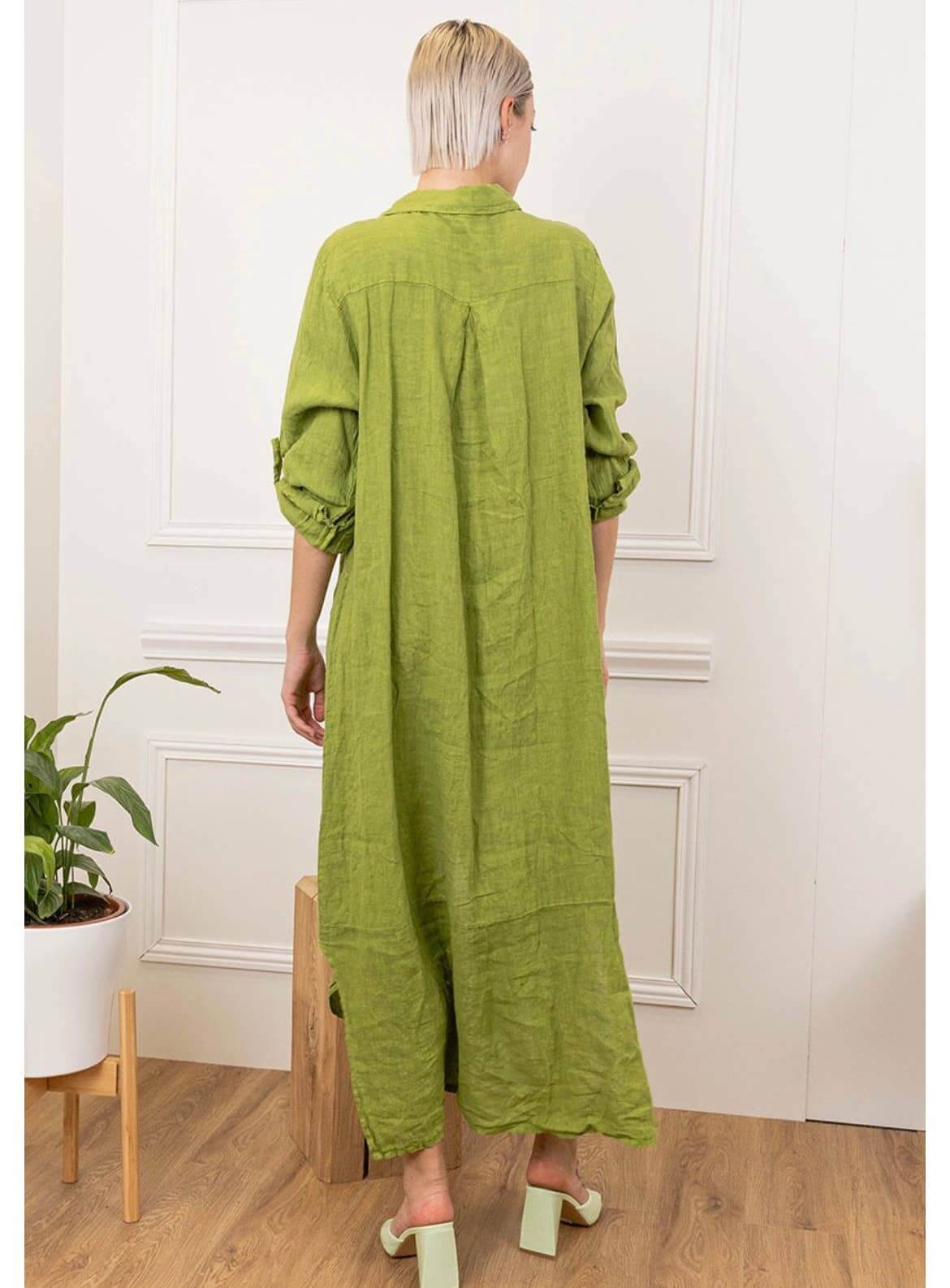 Handcrafted Italian Linen Long Shirt - Spring Summer