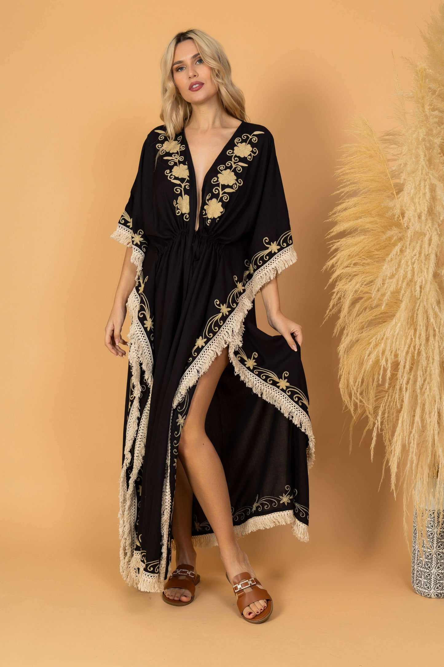 Embroidered Cotton Kimono