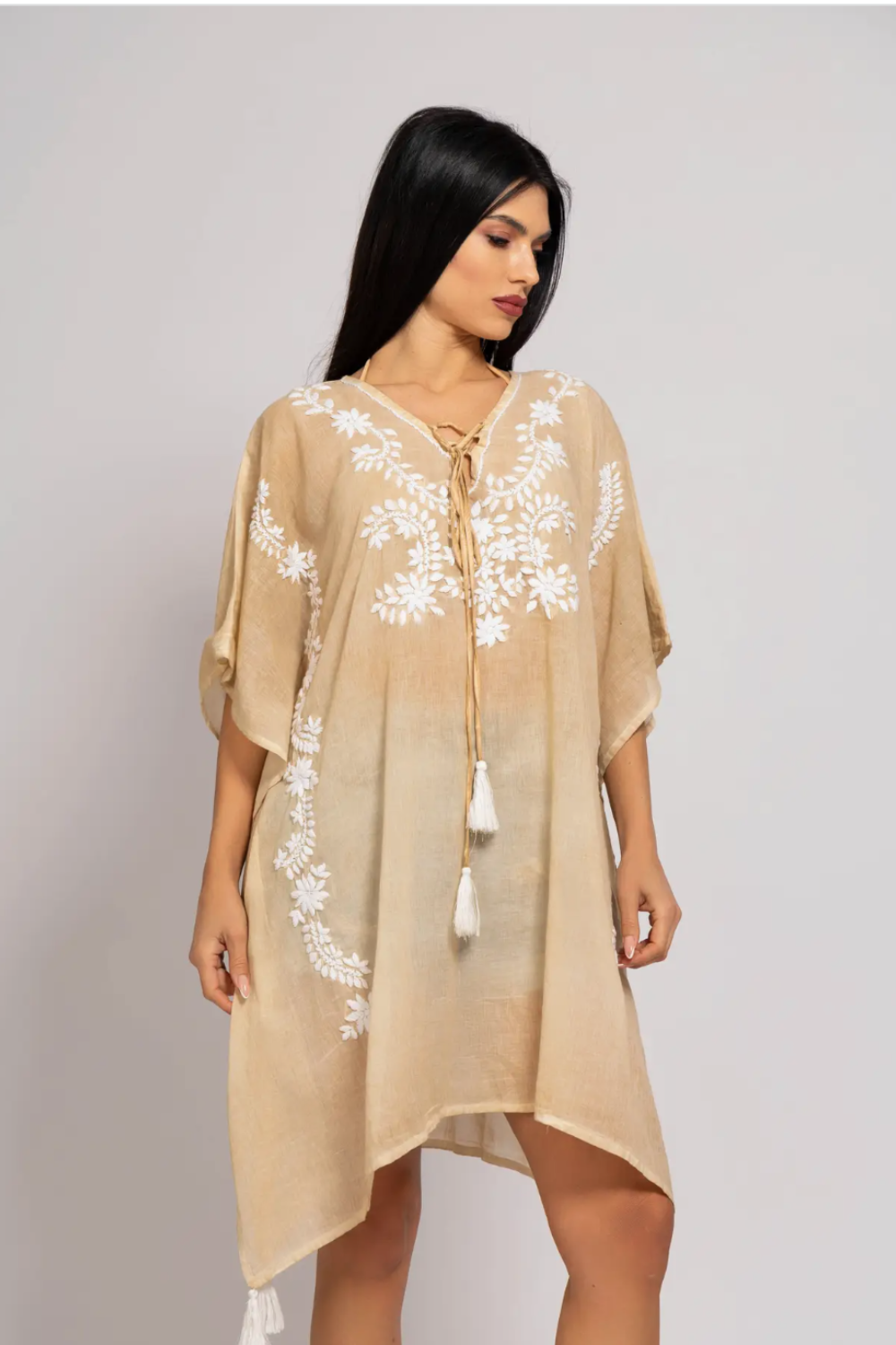 Kaftan with White Embroidery