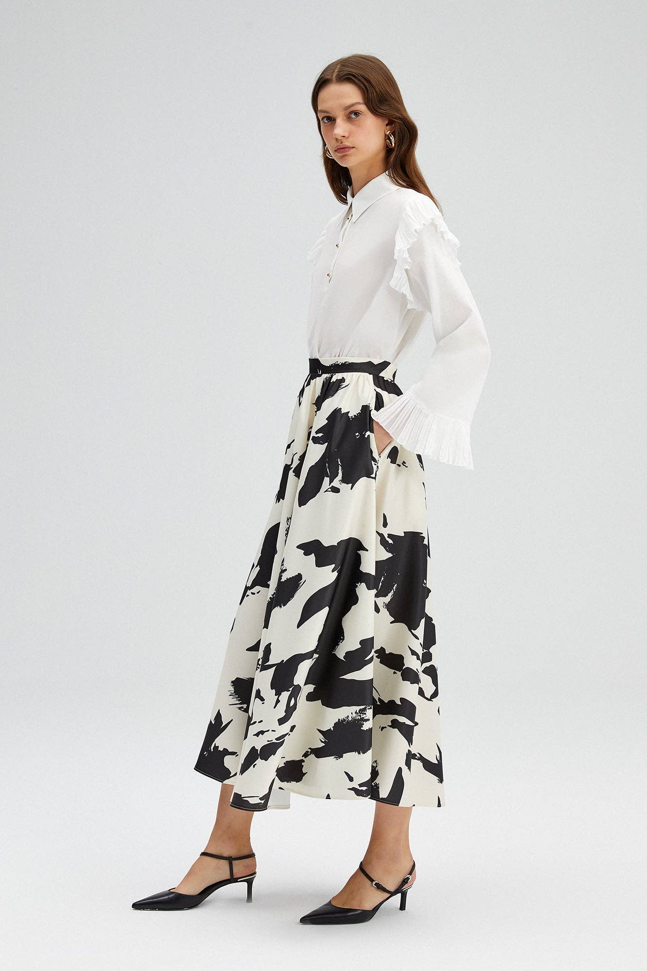 Patterned Midi Skirt