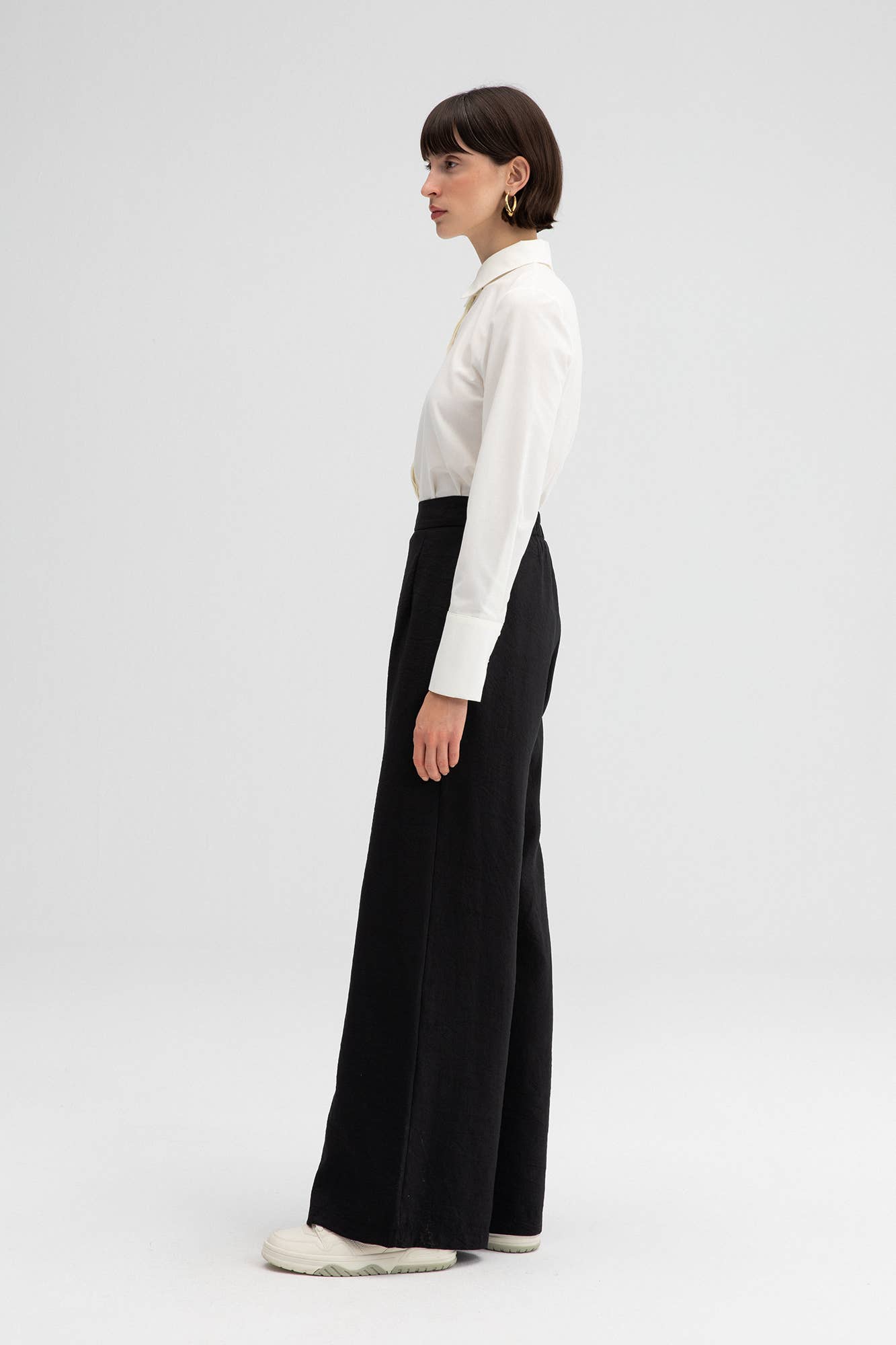 WIDE-LEG HIGH WAIST CUPRO PANTS