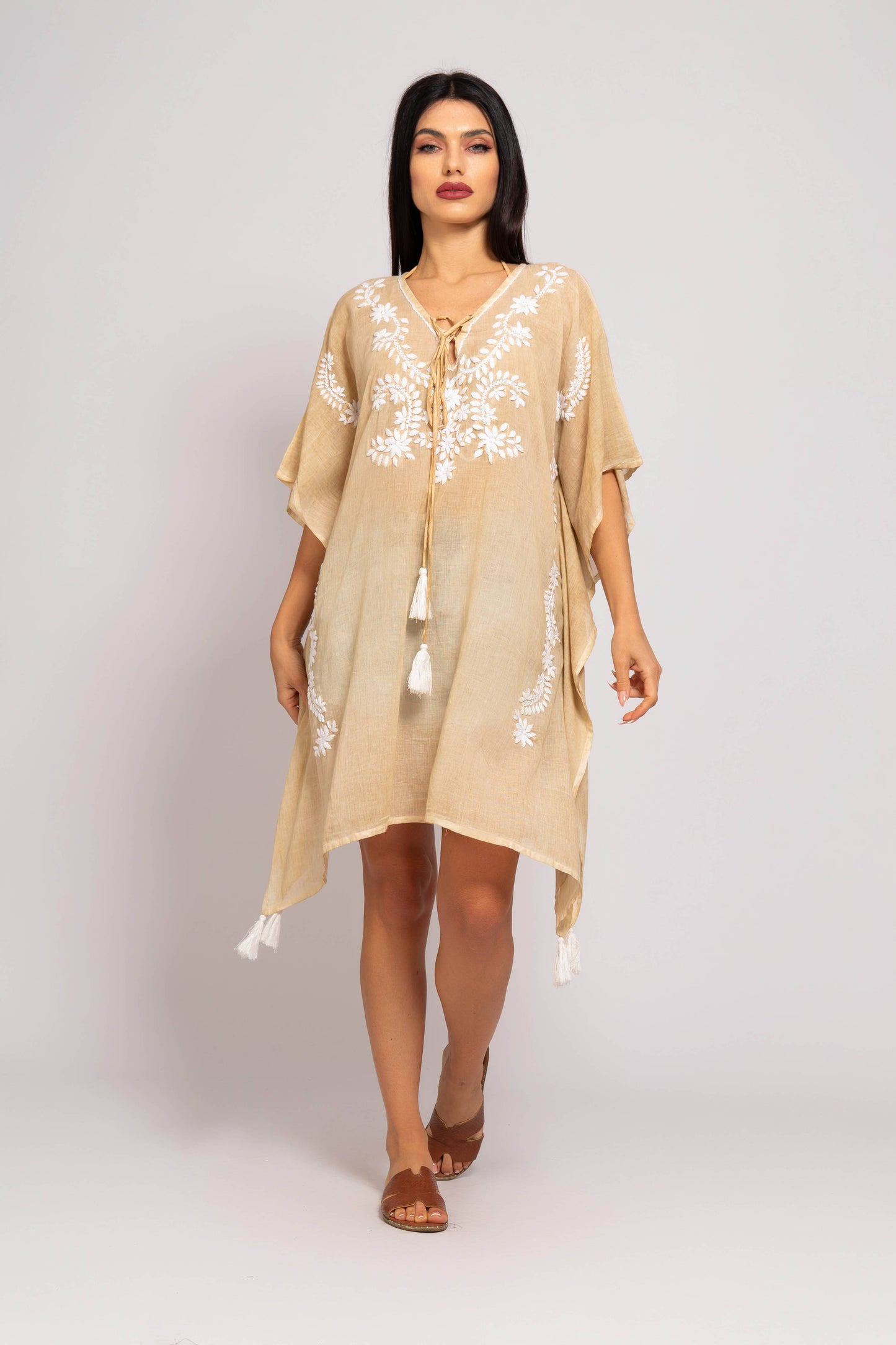 Kaftan with White Embroidery