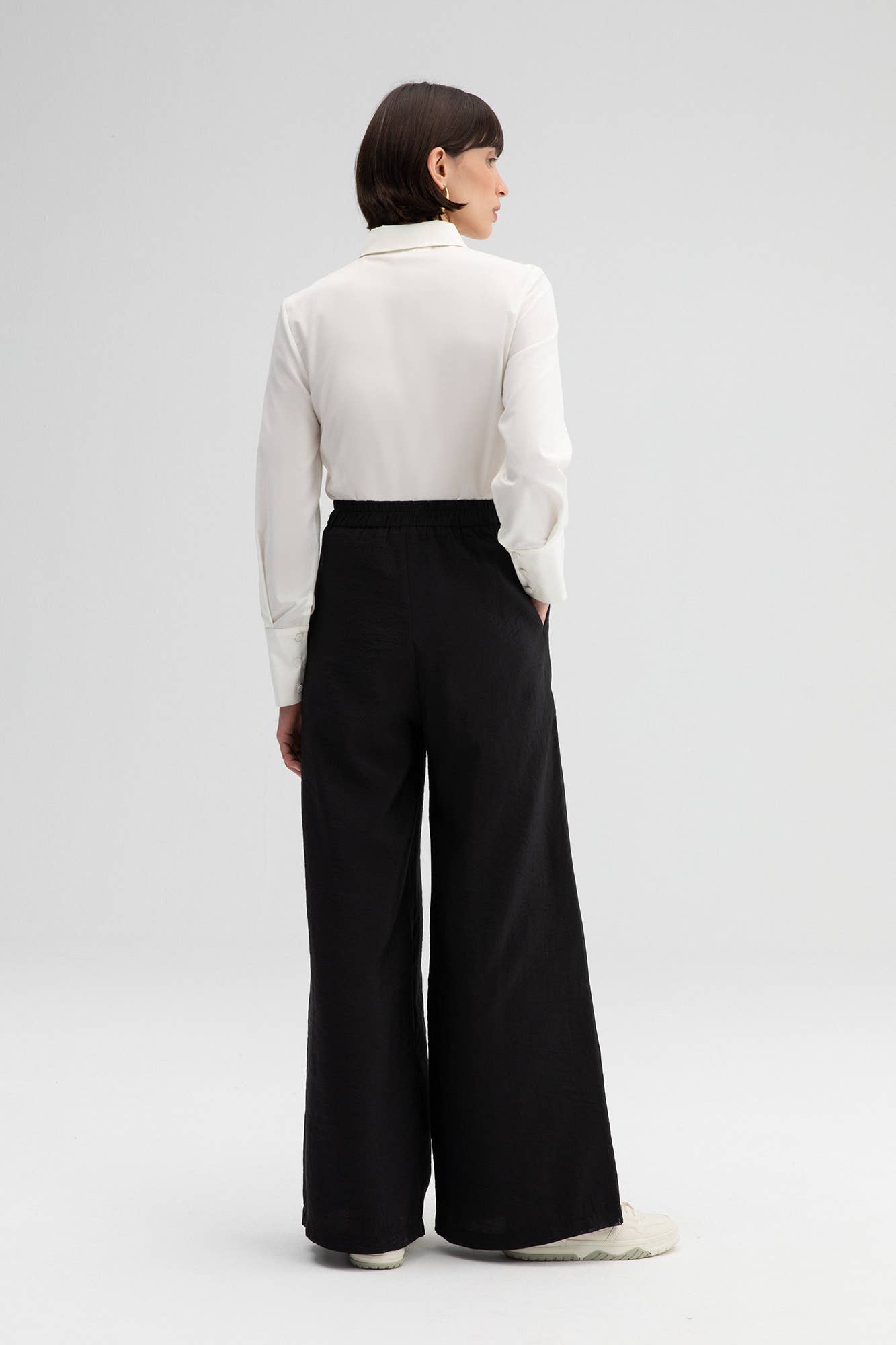 WIDE-LEG HIGH WAIST CUPRO PANTS