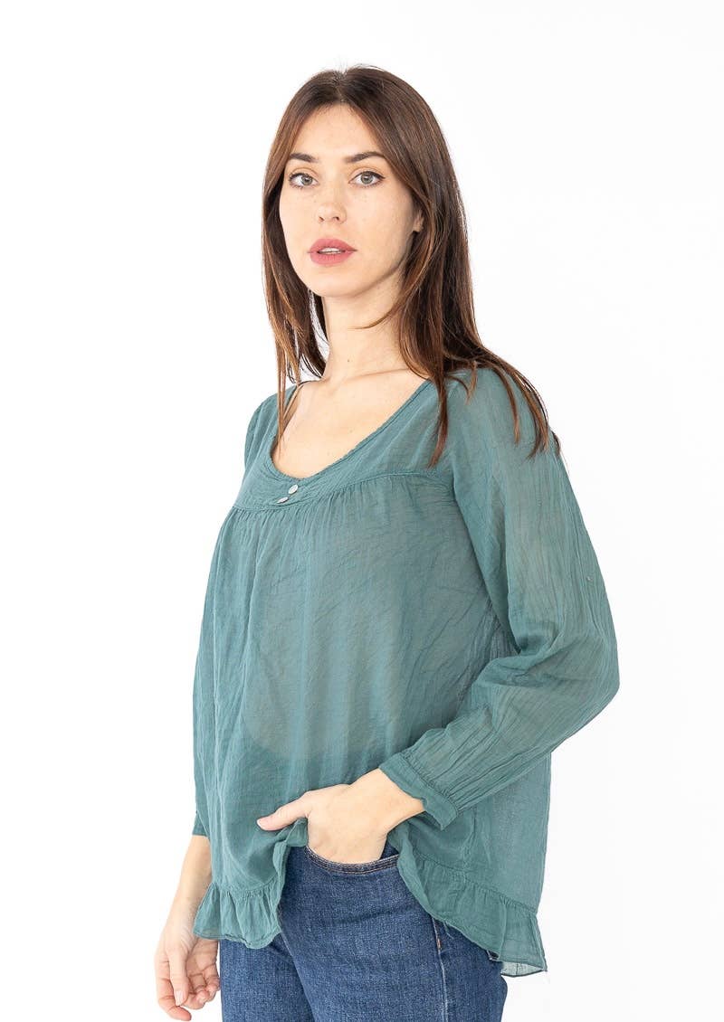 Italian Women’s Linen Top – One Size, Made in Italy, Eco-Friendly Care