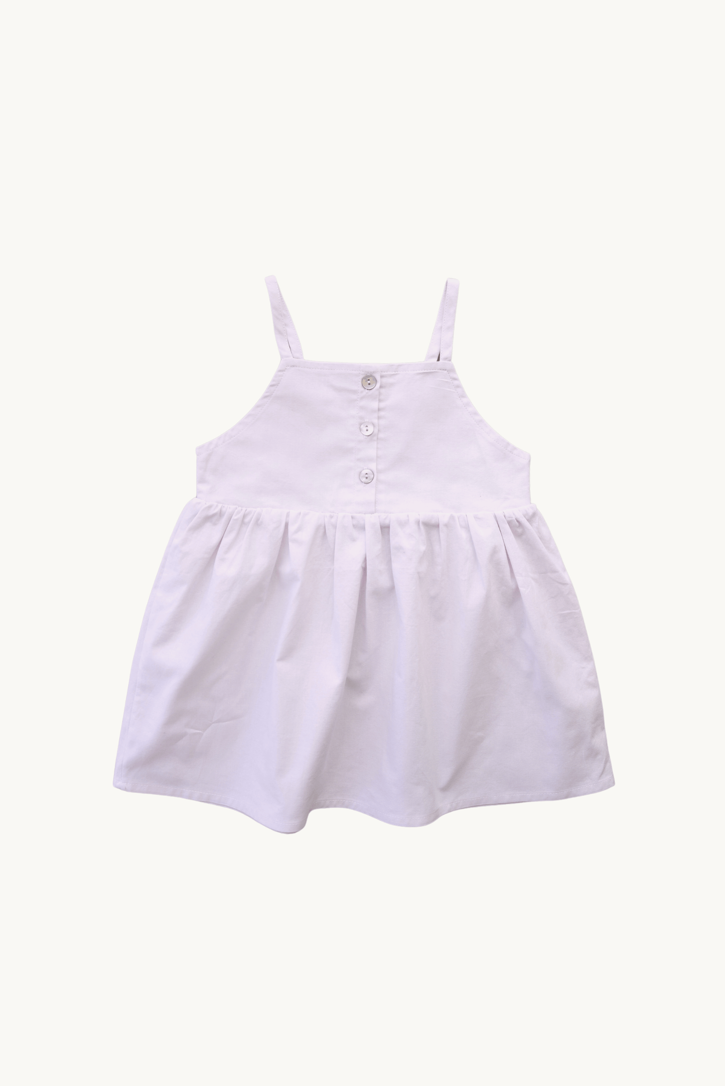TARA Dress – Sleeveless, Shell Buttons, Lilac