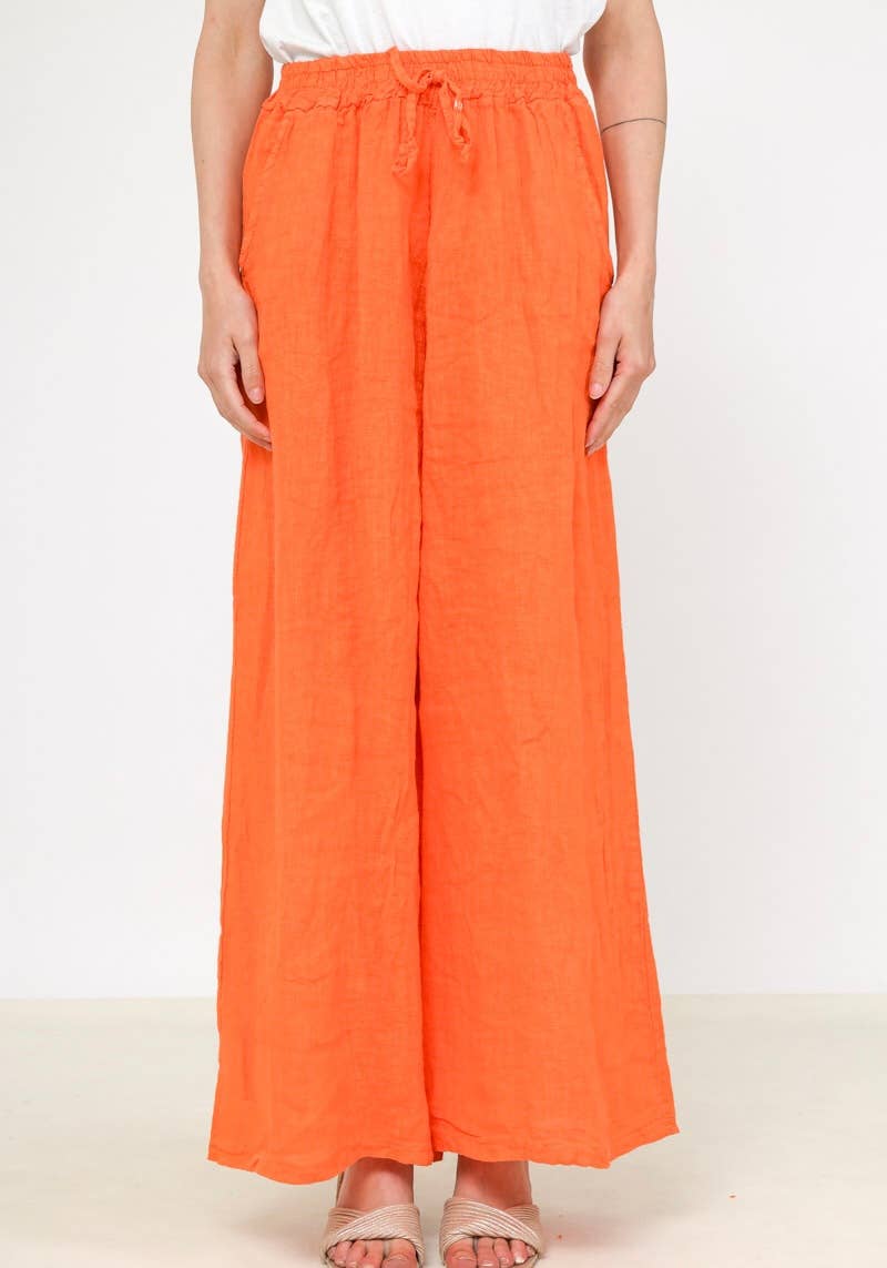 Made in Italy – One Size Linen Blend Wide-Leg Pants