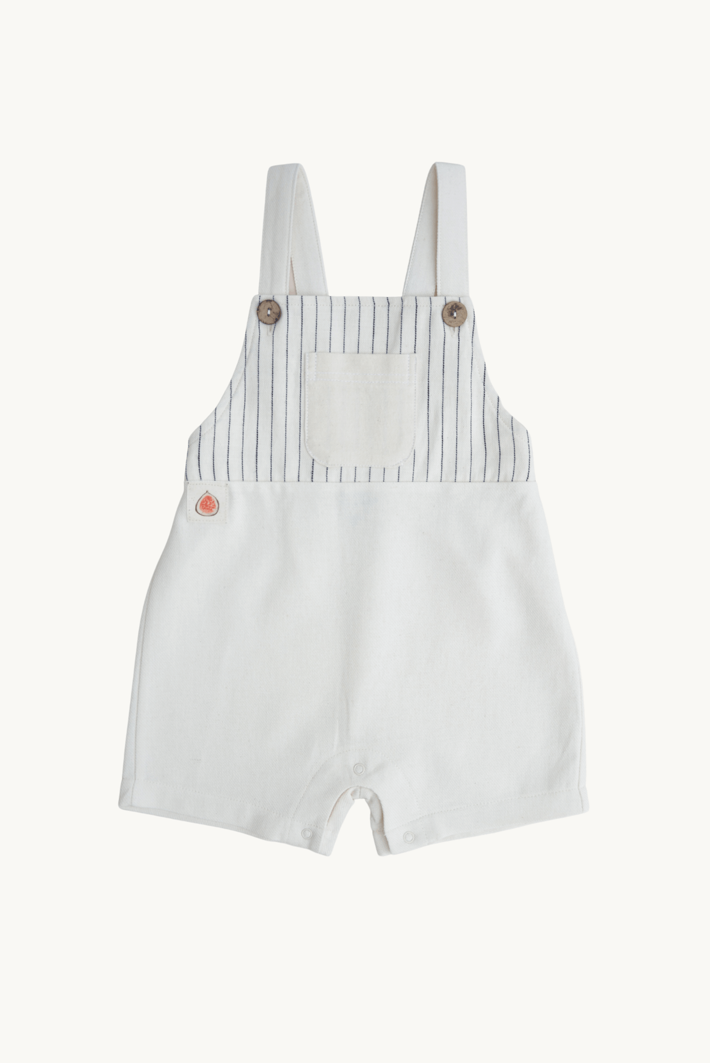 ELIF Overalls – Unisex Black Striped &amp; Beige, Adjustable Cotton, Coconut Buttons
