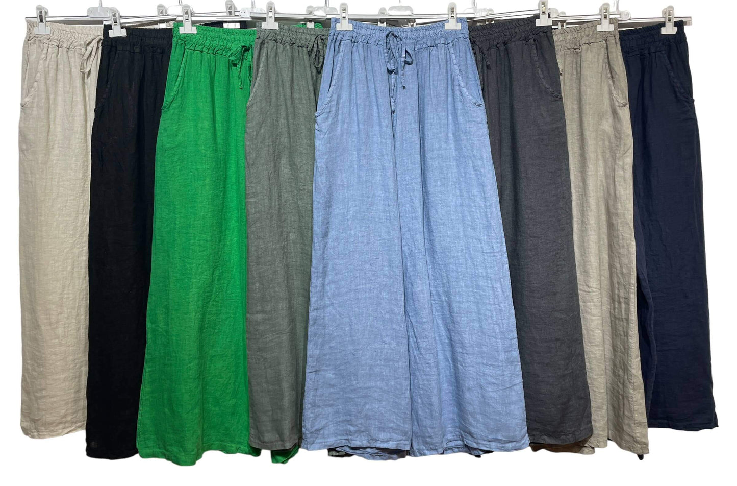 Made in Italy – One Size Linen Blend Wide-Leg Pants