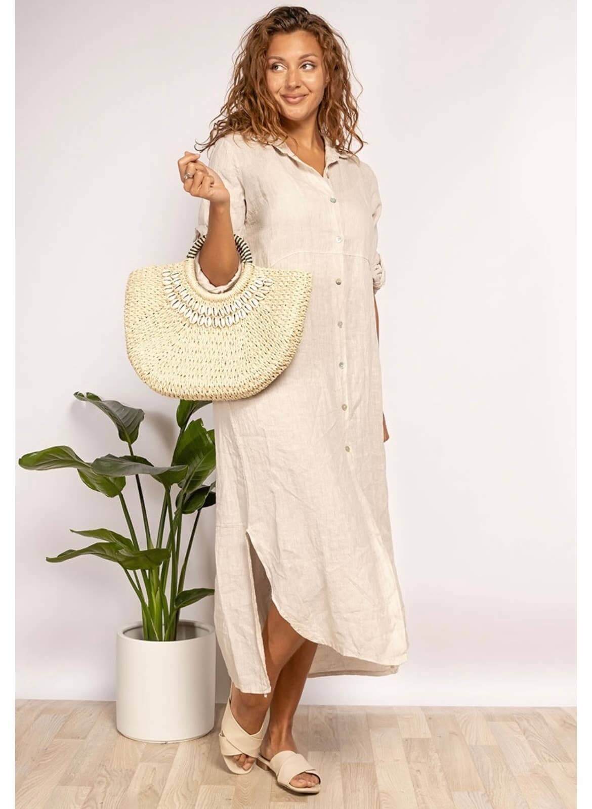 Handcrafted Italian Linen Long Shirt - Spring Summer