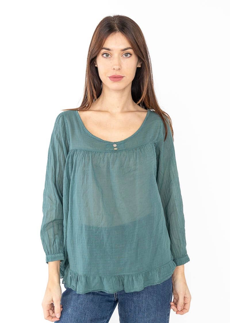 Italian Women’s Linen Top – One Size, Made in Italy, Eco-Friendly Care