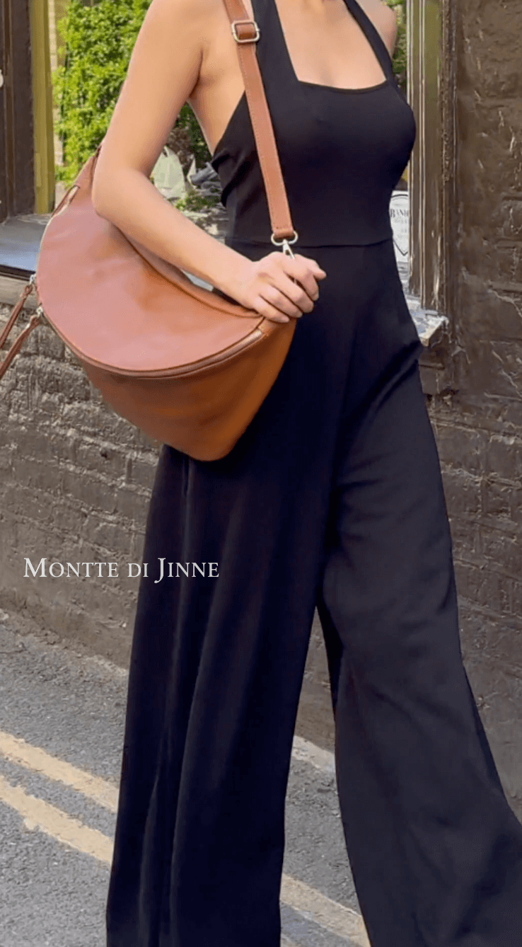 Oversized Italian Leather Crescent Bag – Versatile, Handmade in Italy