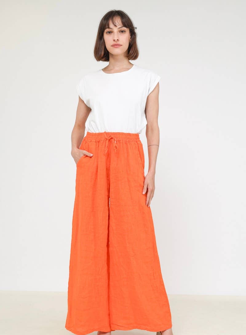Made in Italy – One Size Linen Blend Wide-Leg Pants