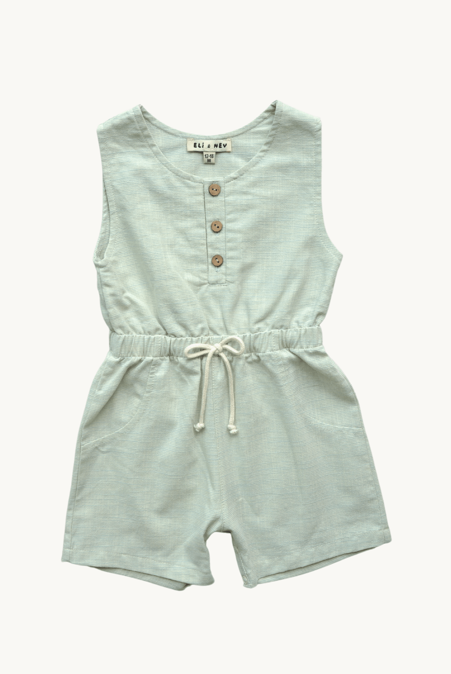 Romy Overalls – Green, Coconut Buttons, Bow Appliqué, 100% Cotton OEKO-TEX