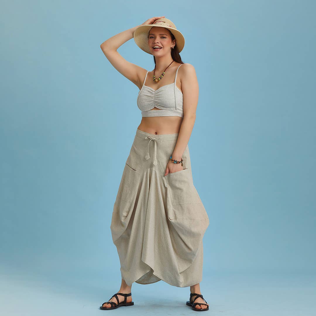Boho Linen Long Skirt