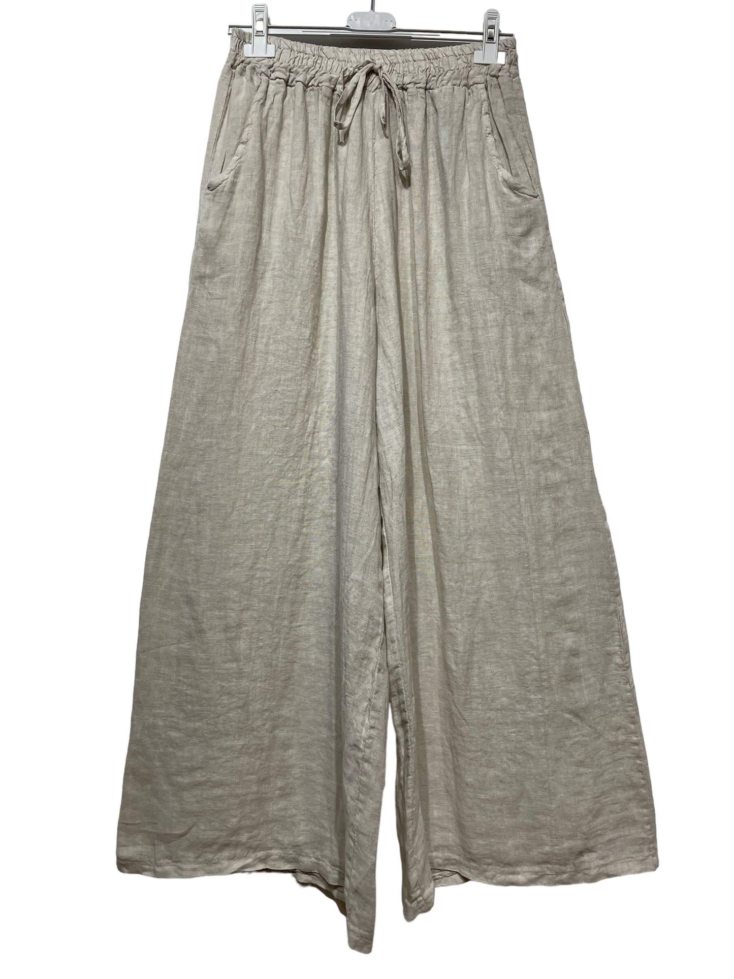 Made in Italy – One Size Linen Blend Wide-Leg Pants