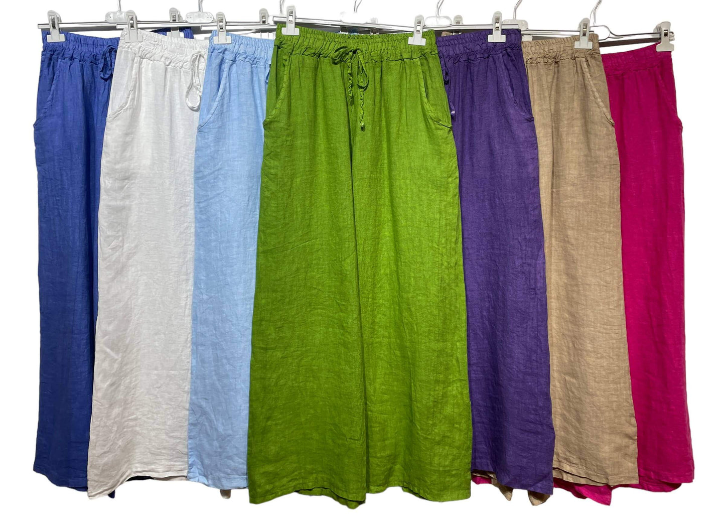 Made in Italy – One Size Linen Blend Wide-Leg Pants