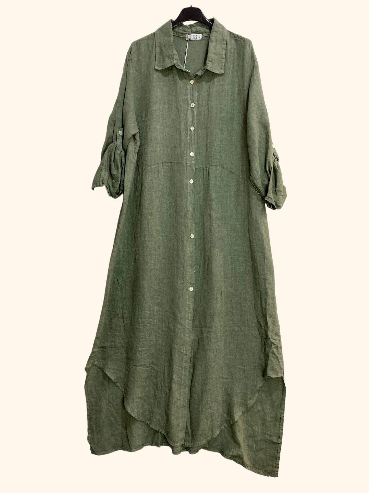 Handcrafted Italian Linen Long Shirt - Spring Summer
