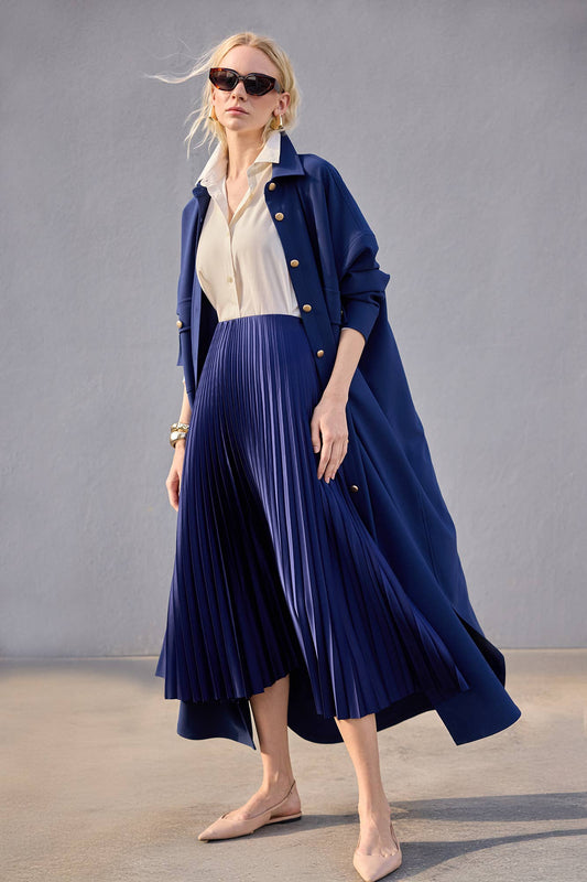 PLEATED SKIRT - MAXI LENGTH, HIGH WAIST