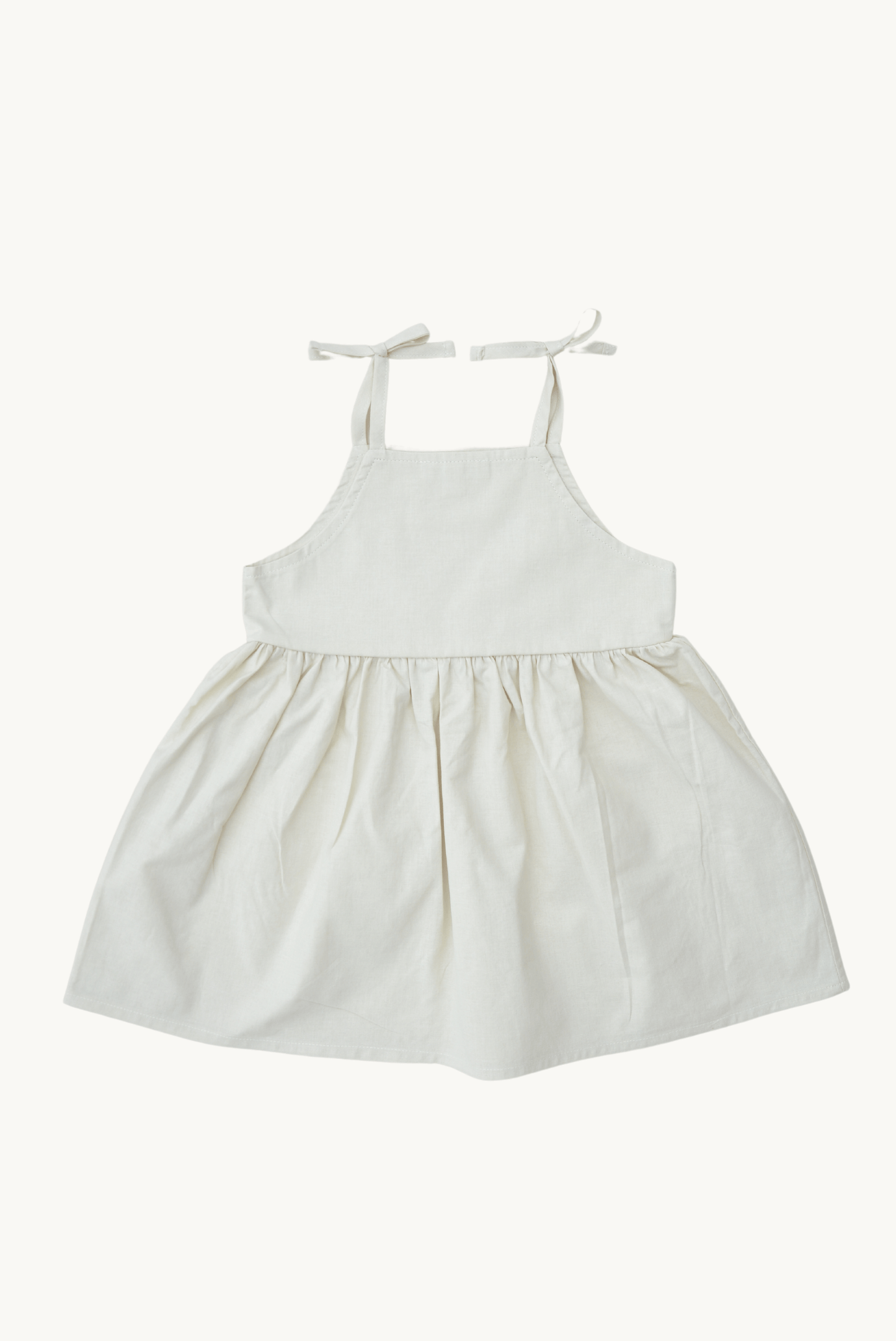 ESTELLE Dress – Beige Cotton with Embroidered Pockets