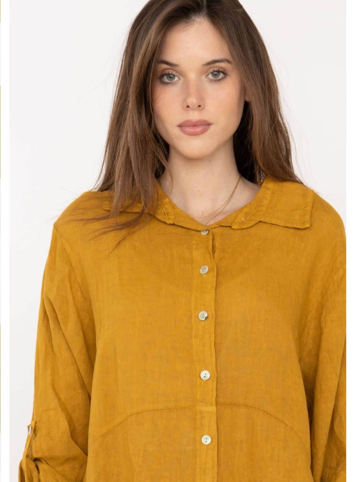 Handcrafted Italian Linen Long Shirt - Spring Summer