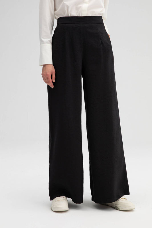 WIDE-LEG HIGH WAIST CUPRO PANTS