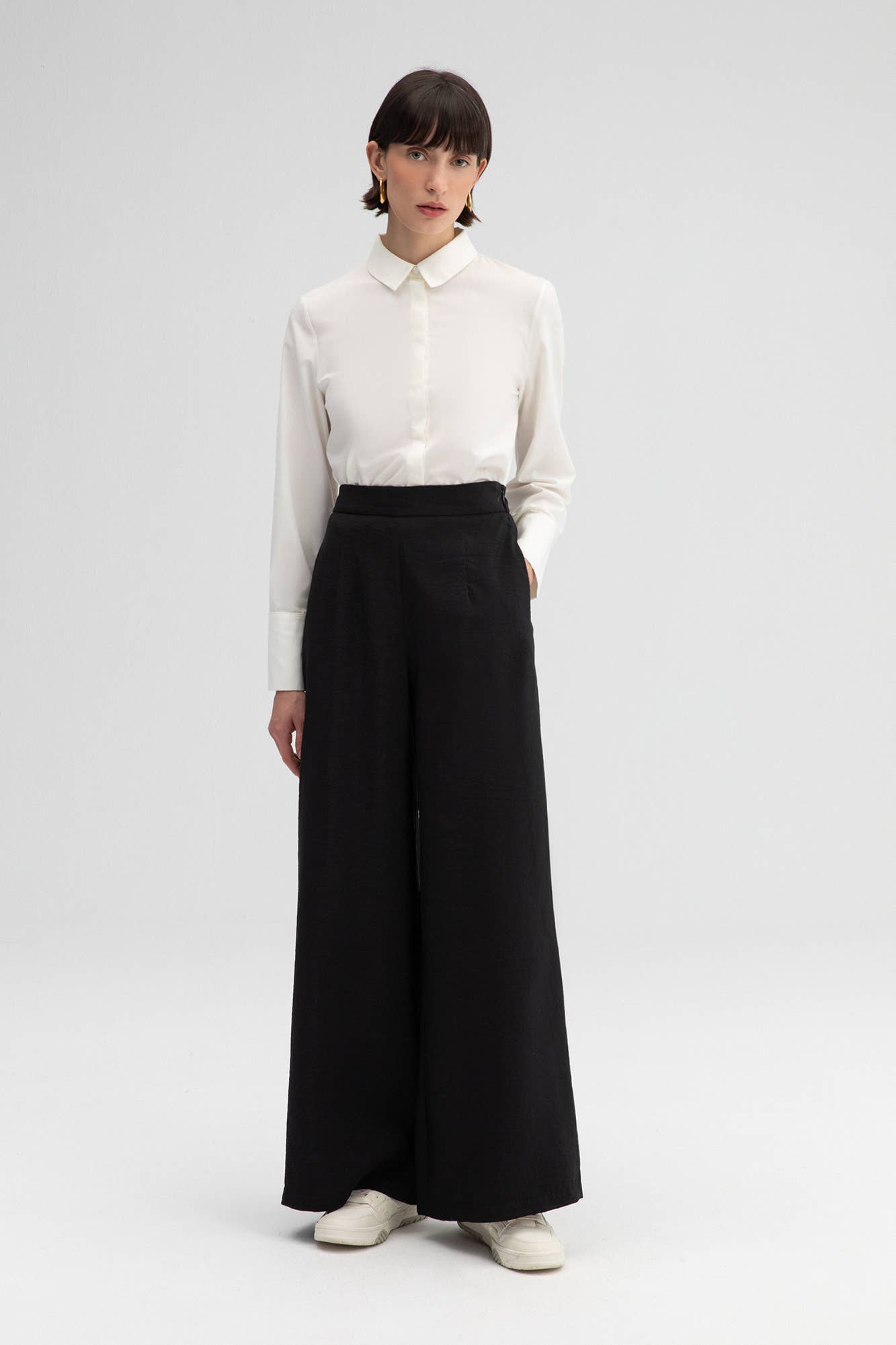 WIDE-LEG HIGH WAIST CUPRO PANTS