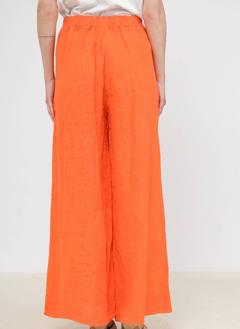 Made in Italy – One Size Linen Blend Wide-Leg Pants