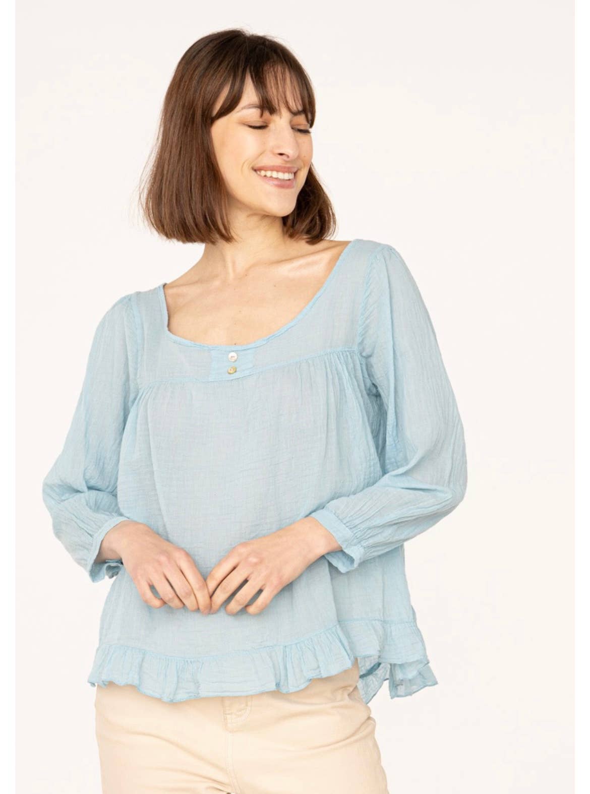 Italian Women’s Linen Top – One Size, Made in Italy, Eco-Friendly Care