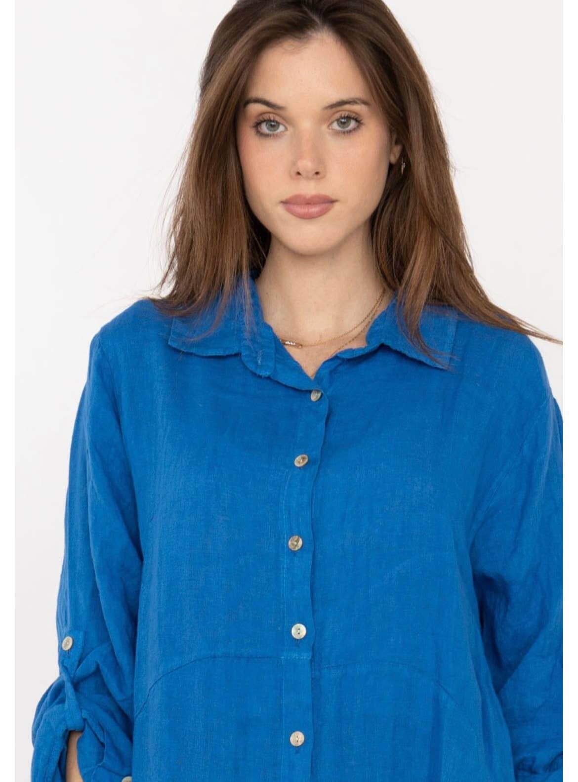 Handcrafted Italian Linen Long Shirt - Spring Summer
