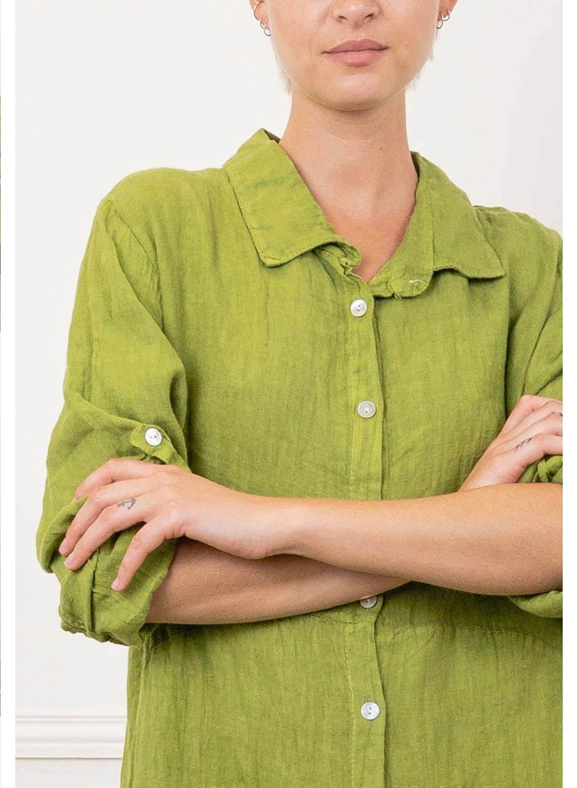 Handcrafted Italian Linen Long Shirt - Spring Summer