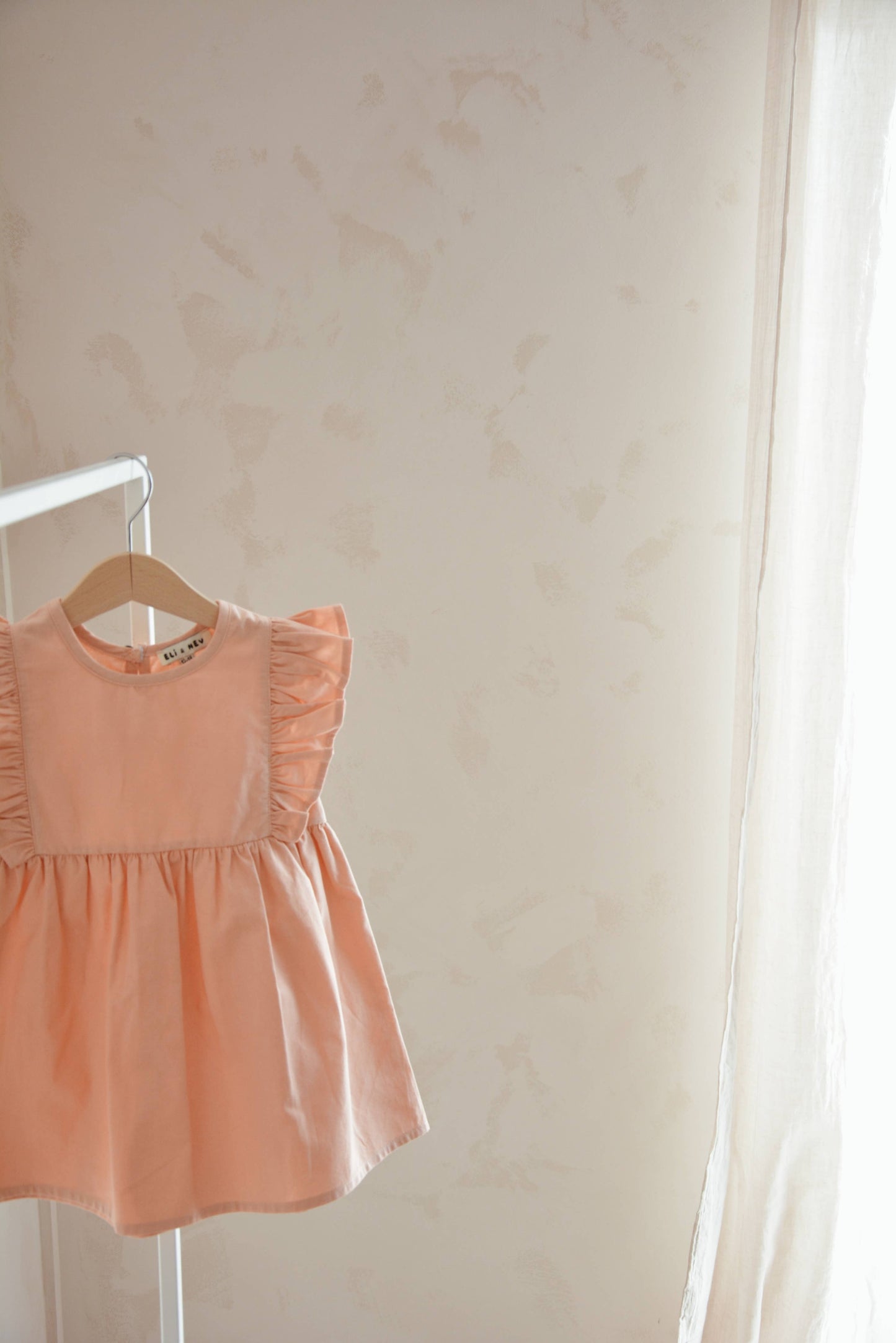 DINA Dress Apricot (18-24M Girls) – 100% Cotton, Ethical Kidswear