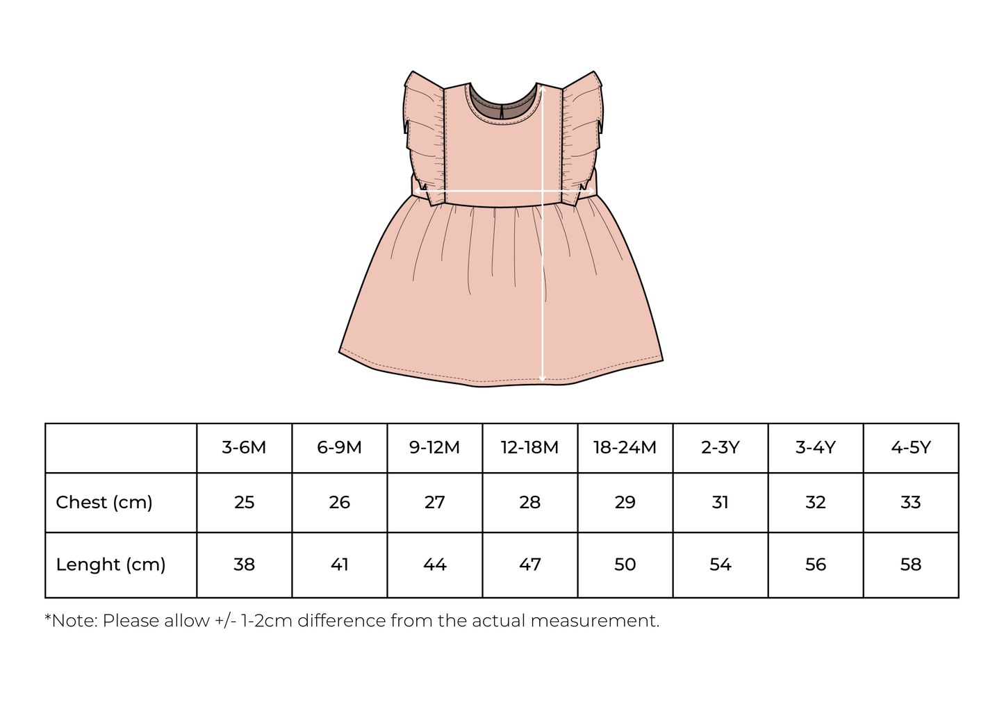 DINA Dress Apricot (18-24M Girls) – 100% Cotton, Ethical Kidswear
