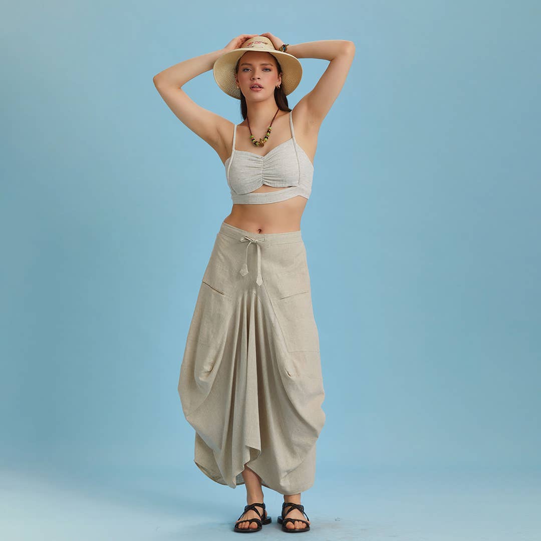 Boho Linen Long Skirt