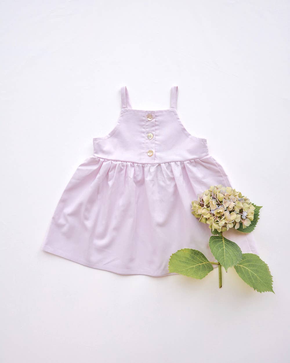 TARA Dress – Sleeveless, Shell Buttons, Lilac