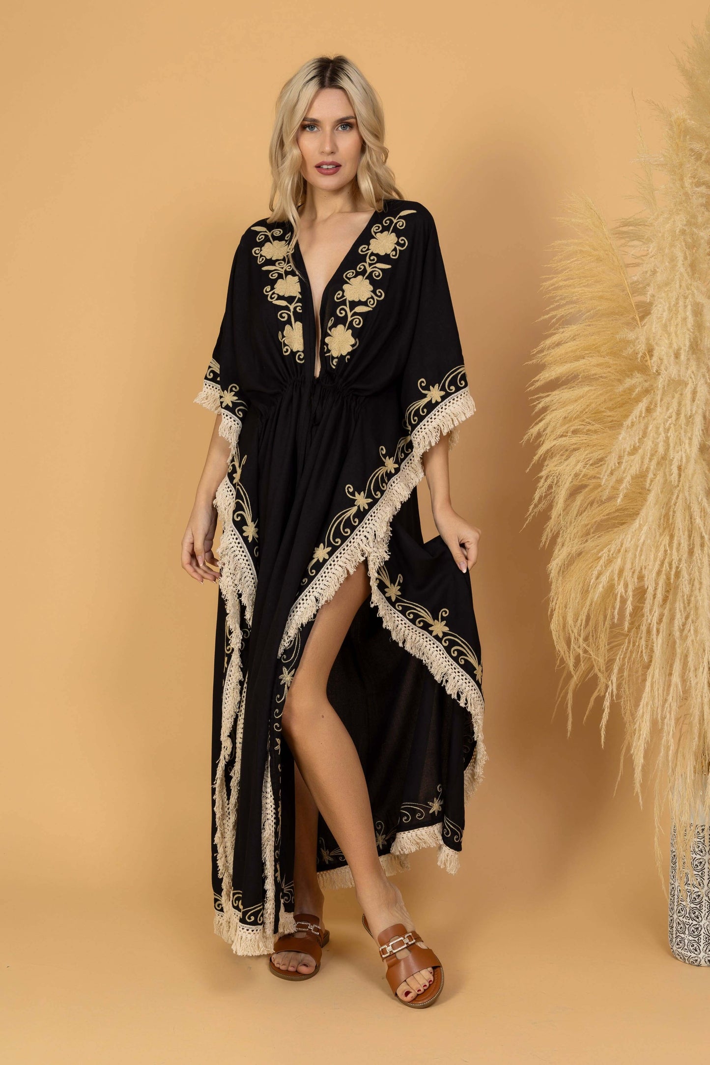 Embroidered Cotton Kimono