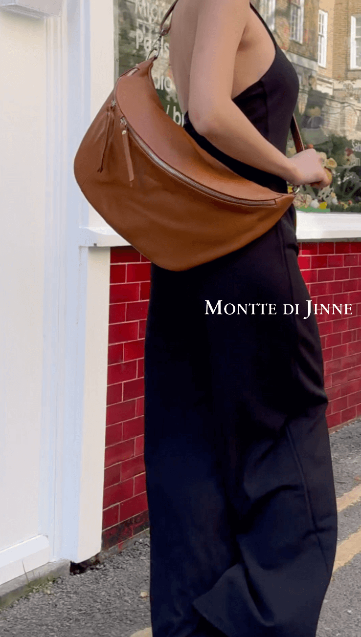Oversized Italian Leather Crescent Bag – Versatile, Handmade in Italy
