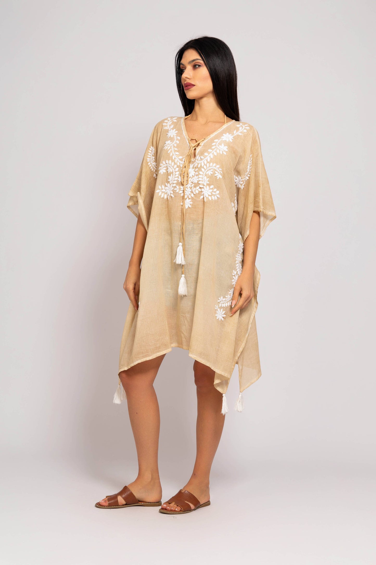 Kaftan with White Embroidery