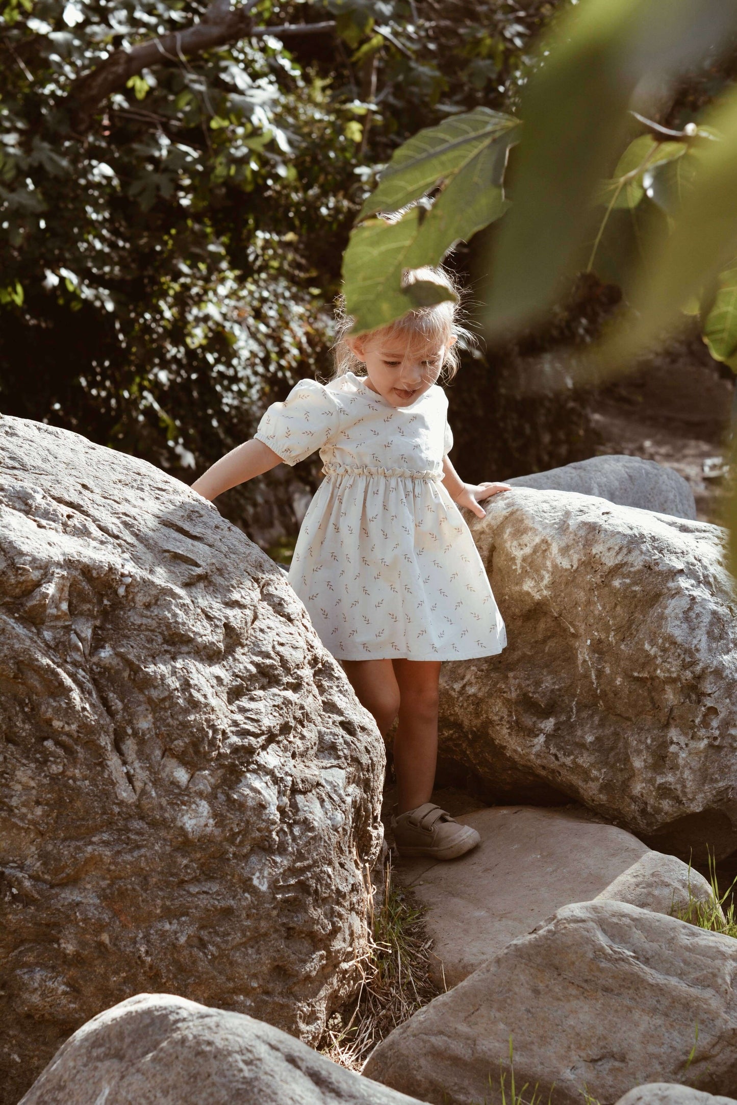 Baby Girl Floral Summer Dress – Beige, 100% Cotton, OEKO-TEX | ELIANE Dress