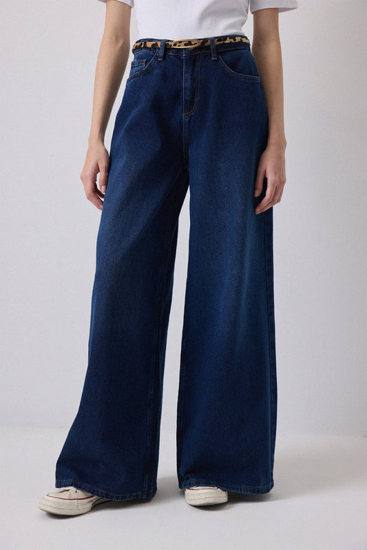 HIGH WAIST DARK WASH WIDE LEG DENIM JEANS